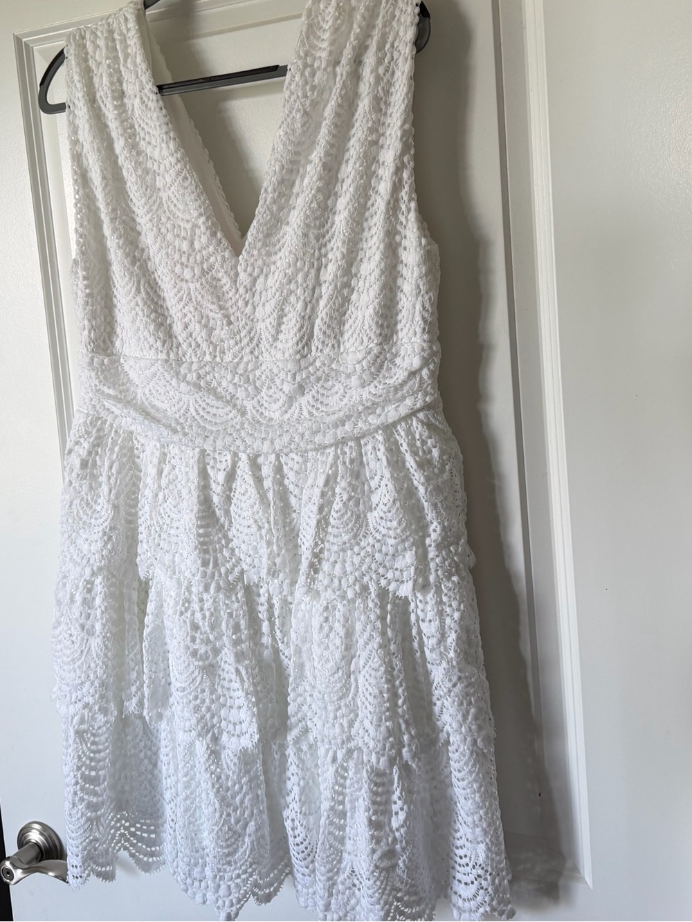 Lilly Pulitzer White Crochet V-Neck Tiered Dress